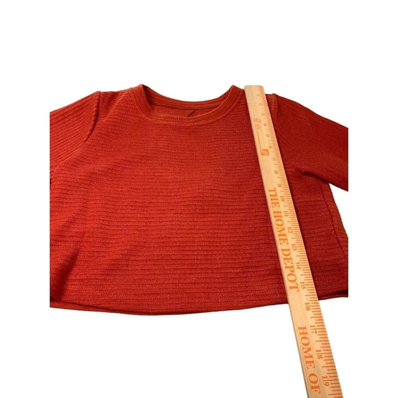 Orange Ribbed Knit Cropped Top With Bell Sleeves & Cutout Back Size S - Picture 7 of 11